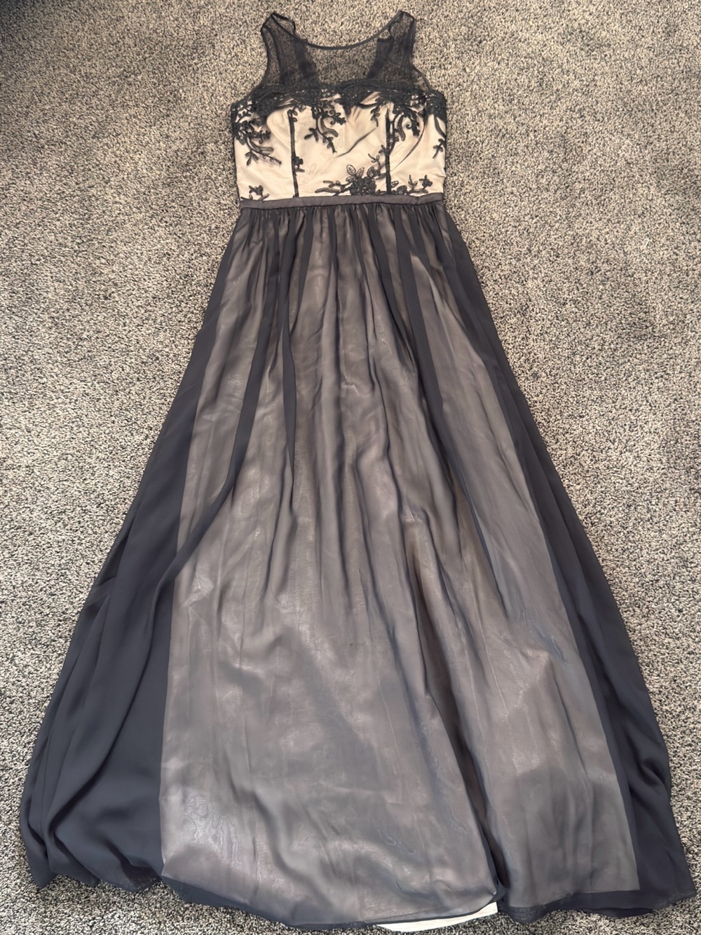 Simply Liliana Black Lace Appliqué Illusion Bodice Dress